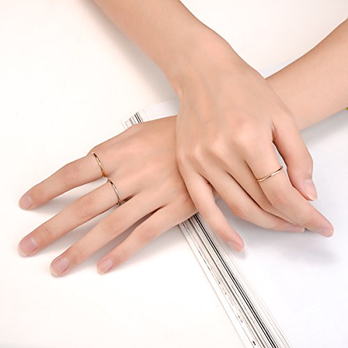 Loyallook 1Mm Stainless Steel Women's Plain Band Stacking Midi Rings Comfort Fit Wedding Band Ring Dome 10# #TOP4