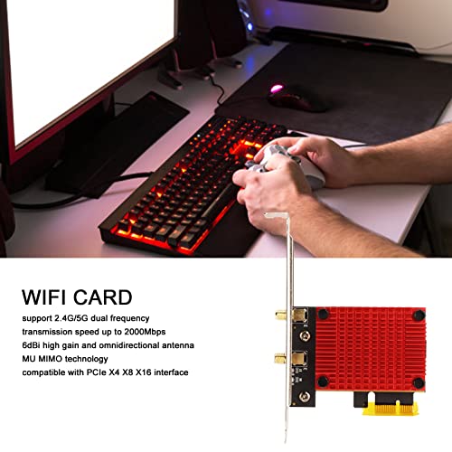 Placa PCIe WiFi, placa de rede sem fio de banda dupla de 2000Mbps, adaptador PCI Express sem fio Blu