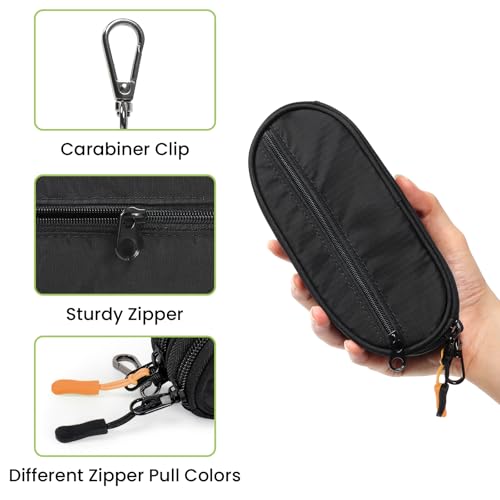 Image of Double Eyeglasses Case Soft Portable Zipper Sunglasses Pouch with Keychain Clip for Men Women