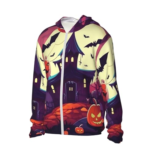 Camiseta masculina Happy Halloween com capuz com proteção solar FPS 50+ manga comprida Rash Guard, P