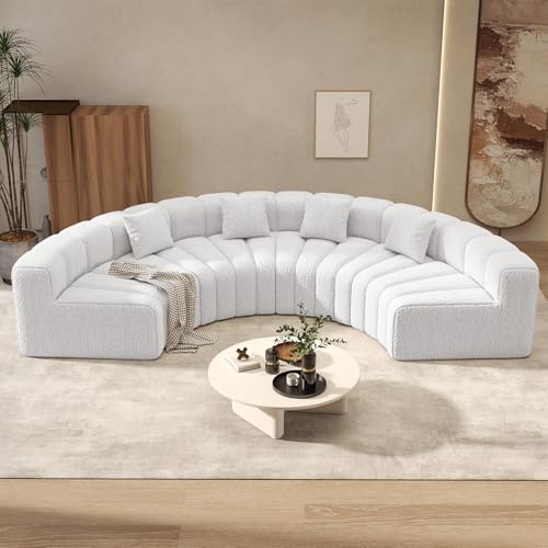 Oversized Curved Sofa, 4 Seater Modular Velvet Cloud Couch, Modern