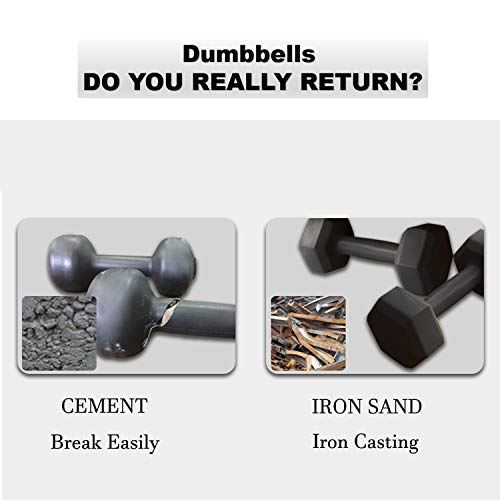 Portzon Weights Dumbbells 10 Colors Options Compatible With Set Of 2 Neoprene Dumbbells Set,1-15 Lb, Anti-Slip, Anti-Roll, Hex Shape #TOP2