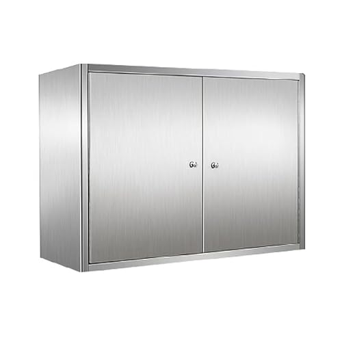 XINDAR Wall Storage Cabinet, Stainless Steel, Metallic Silver, Wall-Mounted Unit with Double Door (23.6