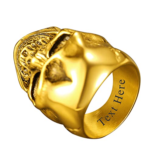 ChainsHouse Skull Rings for Men, Stainless Steel/Black Plated Gothic Rings, Skeleton Cocktail Party Biker Ring, Offer Custom Service, Size 7-14, Send Gift Box A: 2-black-No Custom 10