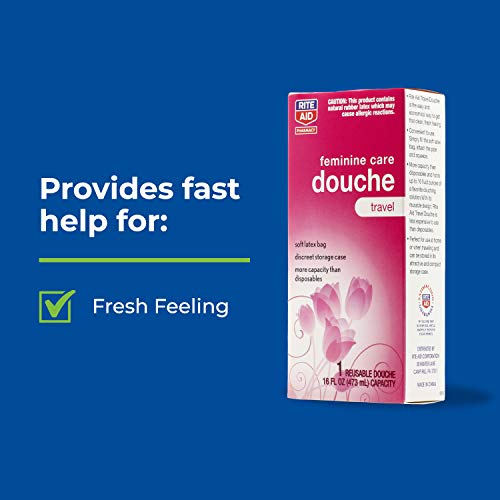 Rite Aid Reusable Travel Douche With Storage Bag - 16 Fluid Ounce Capacity - Vaginal Douche For Women - Discreet And Compact Storage - Feminine Freshness On The Go - Soft Latex Bag Included #TOP2