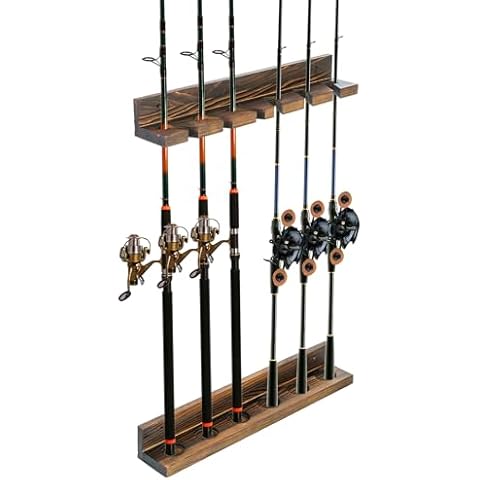 MyGift Wall Mounted Fishing Rod Rack Cover