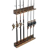 MyGift Rustic Wood Fishing Rod Rack
