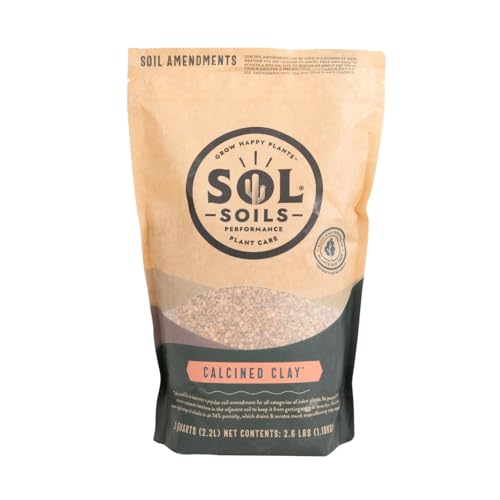 Sol Soils Calcined Clay – 100% Peat-Free Soil Amendments with Superior Drainage, Aeration, & Root Health for Indoor Plants, Succulents, Bonsai & More - 2 Quarts