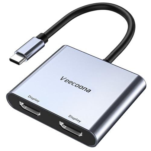 USB C to Dual HDMI Adapter | 4K@60Hz HDMI Splitter Extended 