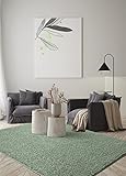 the carpet Relax Shaggy Waschbar Teppich, Hochflor, Langflor, Wohnzimmer, Schlafzimmer, Einfarbig, waschbar, Anti-Rutsch, 30 mm Florhöhe, Grün, 50 x 100 cm