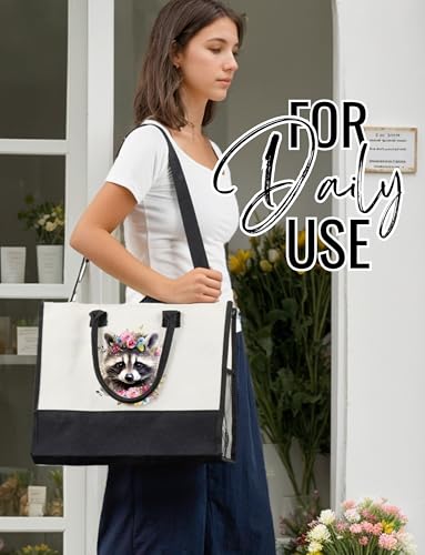 Bolsa Tote de Lona para Mujer con Cierre Superior y Correa miniatura 3
