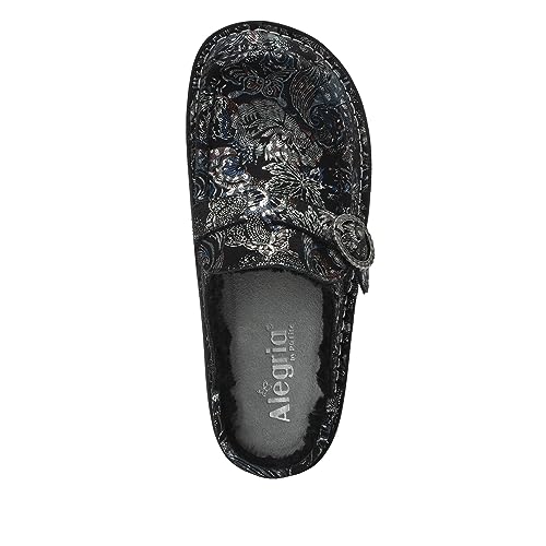 Image of Alegria Women's Brigid Leather Moc Toe Open Back Clog with Heel Cup