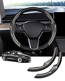 Canvcle Custom-Fit Steering Wheel Cover for Tesla, Telsa Model 3 / Y Carbon Fiber Steering Wheel Cov