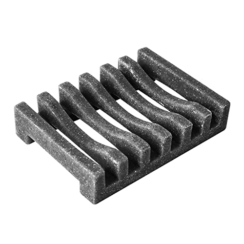 Topsky Porte-savon antidérapant, accessoires de salle de bain, en résine, lavabo, baignoire, douche, égouttoir à savon, rectangulaire, fait à la main, éponges, grattoir (gris) Cover