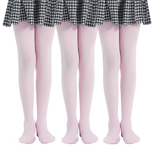 MANZI 3 Paar Kinder Strumpfhose für Mädchen 40 Den Gr.104-165,Rosa,M