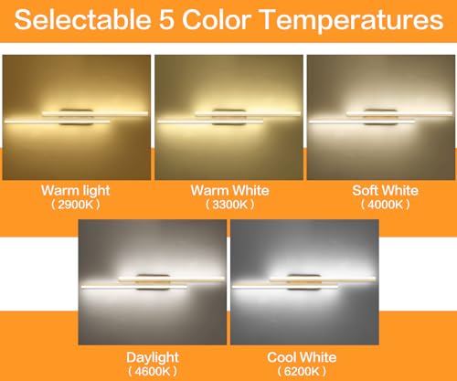 Image of PRESDE 48 Inch LED Bathroom Light Fixtures Over Mirror Brushed Gold Vanity Light Modern Bath Lighting Bar 5CCT