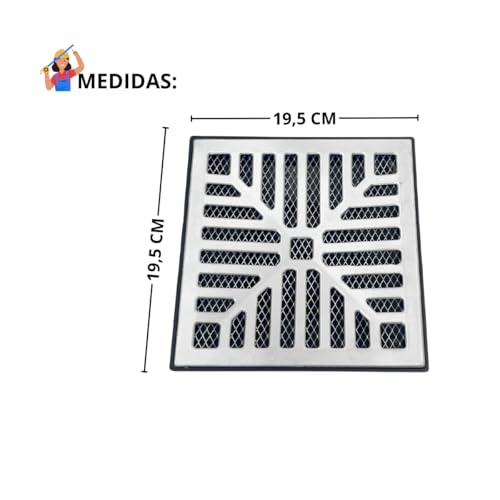 Ralo 20X20 Alumínio Concova Saída Baixa 100mm Anti Cheiro Sifonado e Tela Anti Insetos