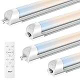 JESLED LED Shop Lights 4FT with Remote, 45W 5400LM Dimmable Linkable Garage Light, 3000K-7000K Adjustable Color Temperature, for Workshop, Basement, Workbench, ETL Listed 4 Pack