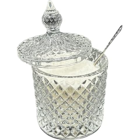 TIJAR Retro Glass Sugar Jar with Lid Cover