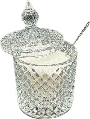 TIJAR Retro Style Sugar Decanter Bowl, Candy Jar (Glass with Lid)