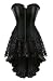 Grebrafan Steampunk Corset Skirt with Zipper,Multi Layered High Low Outfits