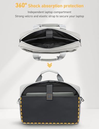 13-14 Inch Laptop Shoulder Bag Business Briefcase Water Resistant Computer Messenger Bags Compatible with MacBook Pro 14, MacBook Air 13 M4, HP, Dell, ASUS Notebook, Grey4