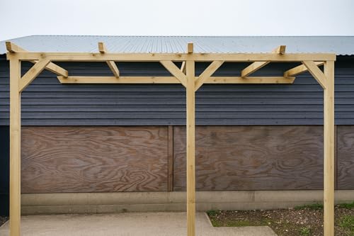 Premium Wooden Lean-to Pergola Kit – Handcrafted Sculpted Rafters for a Stylish Outdoor Retreat (3 X 3 m)