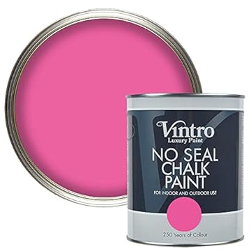 Vintro | No Seal Chalk Paint | Hot Pink | Interior & Exterior Use | Furniture | Walls | Wood | Metal | 1 Litre (Belladonna)