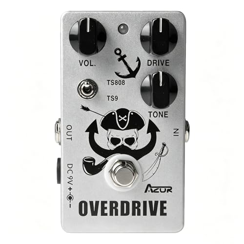 AZOR Overdrive Guitar Pedal Vintage Overdrive Effects，TS808 or TS9 Switch All-Metal Effect Pedal with True Bypass