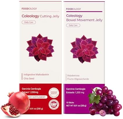 FOODOLOGY Garcinia Twin Jelly: Cutting & Bowel Movement Jelly, Dietary Fiber Supplement for Weight Loss, Balanced Diet and Gut Heath, Debloating, Easy-to-go