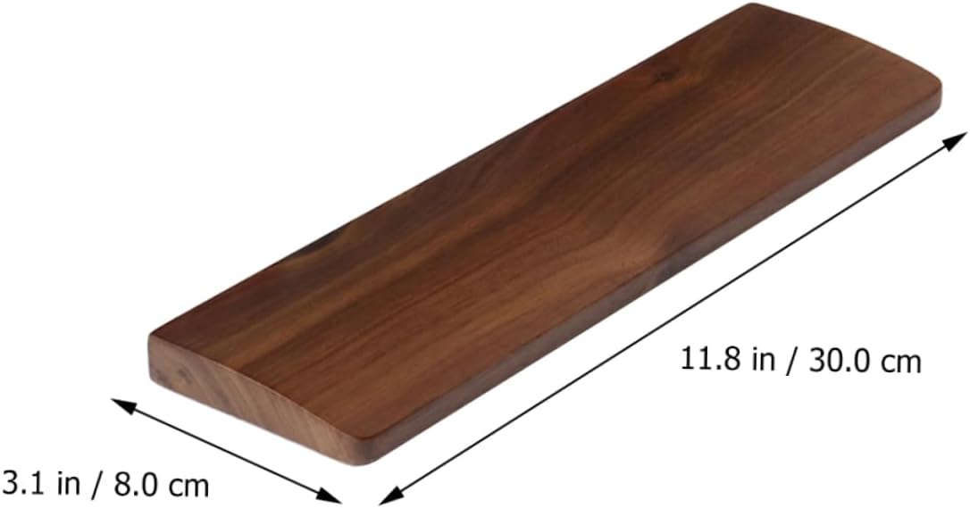 Ergonomic Walnut Wood Wrist Rest Pad 300mm for Keyboard and Laptop Comfortable Palm Support Non-Slip Base for Office and Home Use