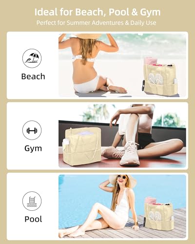 Image of Mesh Beach Tote Bag Packable,2026 New 2-in-1 Large Lightweight Foldable Beach Bags with Multiple Pockets for Women