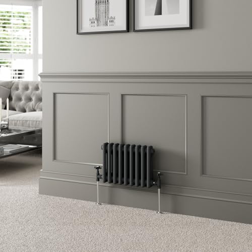 Image of DuraTherm® 300 x 425mm Anthracite Grey Traditional Horizontal Designer Radiator Double Column Colosseum Cast Iron Style Central Heating Panel Radiators Rad