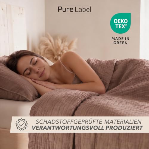 Pure Label Musselin Bettwäsche 135x200+40x80 cm 100% Baumwolle - Braun – Ansicht 6