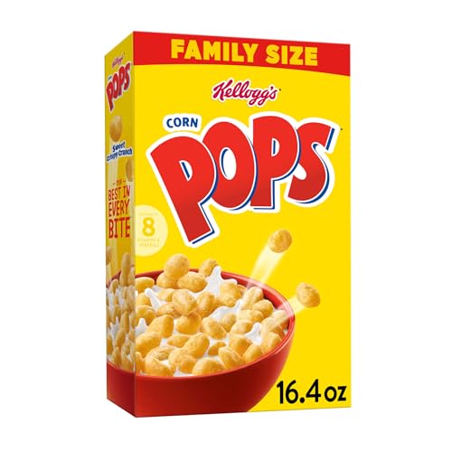 Kellogg's Corn Pops Breakfast Cereal, Kids Cereal, Family Breakfast, Family Size, Original, 16.4oz Box (1 Box)