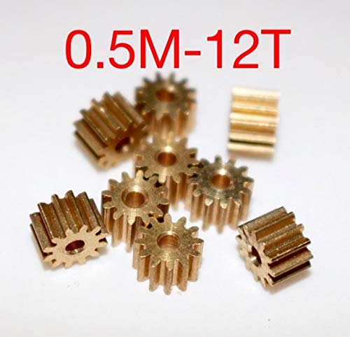 MKSIWSA Industry 10PCS 0.5M-12T Small Motor Brass Gears Outer Diameter 7mm Inner Hole 2mm