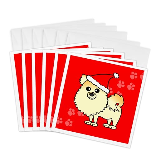 Cartes de vœux poméranie pour étiquettes cadeaux | Lot de 6 mini cartes Noël 3dRose 6 x 6 cm