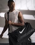 Nike Brasilia Swoosh Training 15.8gal Duffle Bag (One Size) (Black/White)
