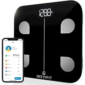 INEVIFIT Smart Body Fat Scale, BMI Highly Accurate Bluetooth Digital Bathroom Body Composition Analyzer. Measures Body Fat, Water, Muscle, Bone Mass & More for Unlimited Users