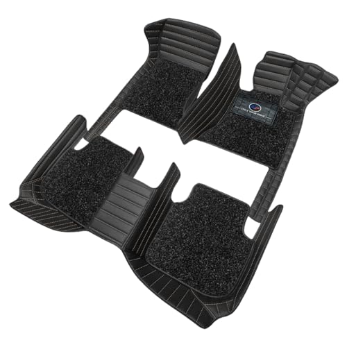 Image of Autofurnish Premium 9D Car Mat Full Set for Hyundai Creta 2015-19 || Luxury Leather Dual-Stitch Full Set 9D Car Floor Mat || 100% Waterproof || Color : Black Beige