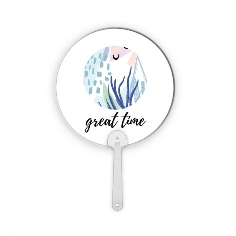 Peinture abstraite de la mer : éventail rond artistique en plastique pour décoration de table