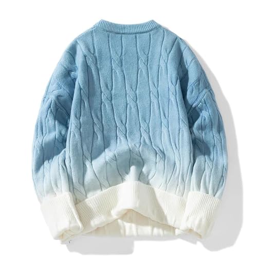 Men's Gradient Knit Sweater Chunky Twist Pullover Crew Neck Loose Fit Warm Fall Winter Casual Outfit2