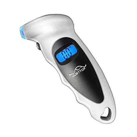 JUSTTOP Digital Tire Pressure Gauge, 150PSI 4 Setting for Cars, Trucks and Bicycles, Backlit LCD and Anti-Skid Grip for Easy and Accurate Reading(Silver)