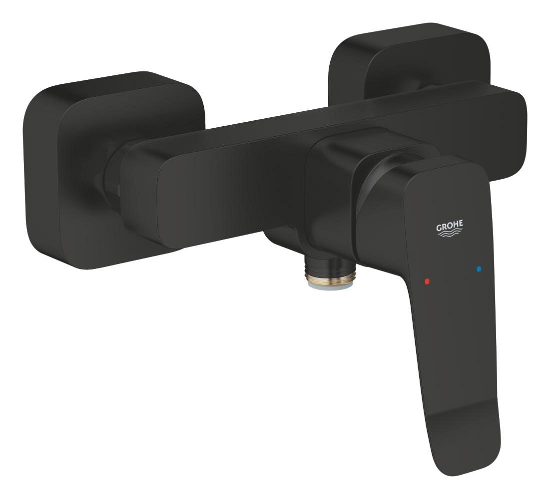 Grohe Matt Black Dice Exposed Shower Mixer (Wall Mounted, Metal Lever, 35 Mm Ceramic Cartridge, Integrated Non-Return Valve, Protected Against Backflow, Single Outlet Valve), 1018742430