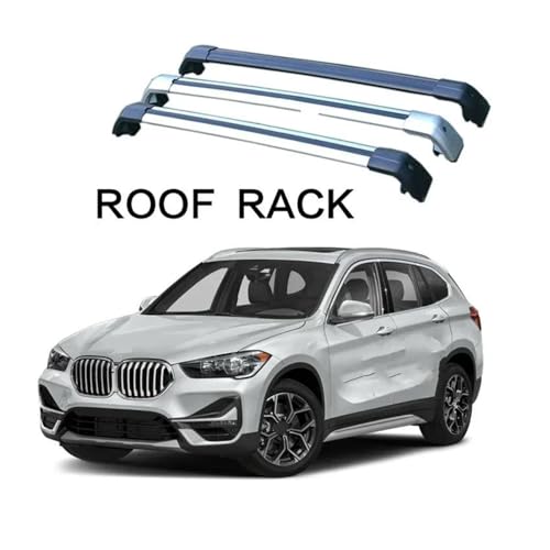 Portaequipajes coche X1 F48 barras de aluminio techo rieles negros y plata 2