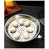 Cesta de vapor de acero inoxidable de 30 a 36 cm, estante de vapor denso de grado 316 para wok, albóndigas, verduras, pescado, bandeja gruesa (32 cm)