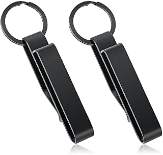 2pcs Tactical Key Holders for Duty Belt and 4pcs Key Rings, Stainless Steel Tactical Stealth Key Ring Holder Clip for Police and Fire agencies Men for Wide Duty Belts (Black)