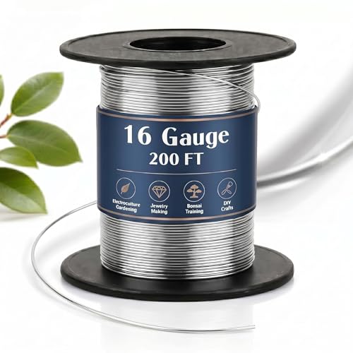 Image of Therwen 200ft 16 Gauge Stainless Steel Wire for Gardening, Electroculture, Bonsai, Jewelry Making Beading DIY Craft Pure Bare Stainless Steel Wire Spool