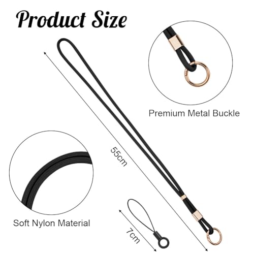 Flintronic Schlüsselband, Schlüsselbänder Umhängeband, Drehbarem Metallclip Abnehmbare Neck Lanyard Langes Handgelenk mit karabiner, Paracord Schlüsselanhänger Schlüssel Ausweise(Schwarz)
