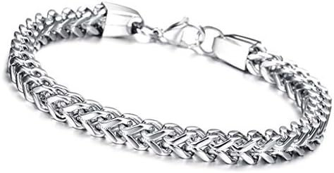 FPEAOB Mens Sturdy Curb Cuban Link Chain Bracelet 316L Stainless Steel Gold Plated/Silver 6/12/14mm Width 8.5/8.9/9.4 inch Length with Gift Box (Silver 6mm)